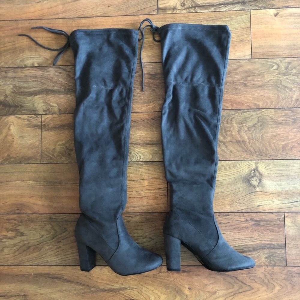 Grey over the knee boots - NEVER WORN